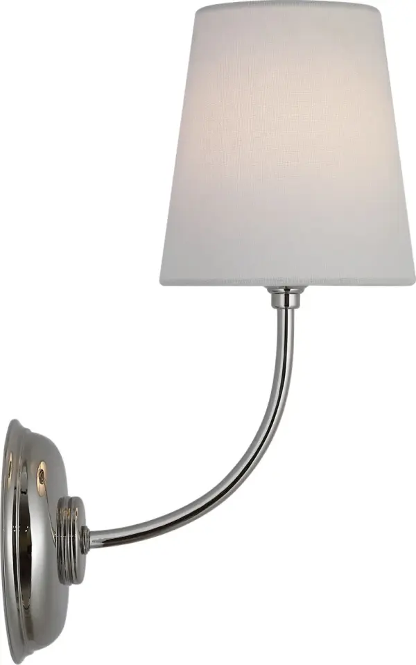 Vendome 16" Cordless Single Sconce in Polished Nickel with Linen Shade - Image 7