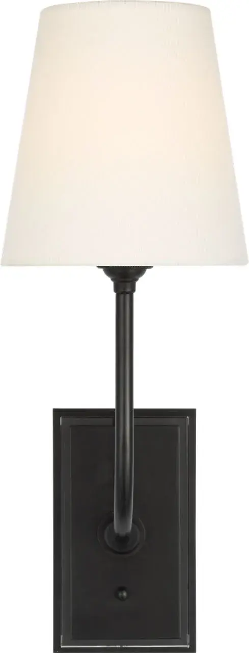 Hulton 17" Cordless Single Sconce in Bronze with Linen Shade - Image 3