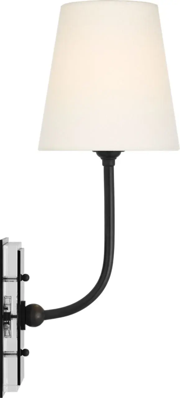 Hulton 17" Cordless Single Sconce in Bronze with Linen Shade - Image 5