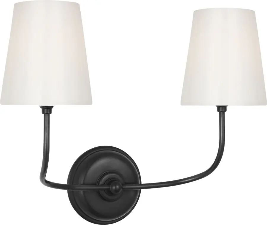 Classic Double Sconce with Timeless Bronze Finish and White Glass Shades - Image 2