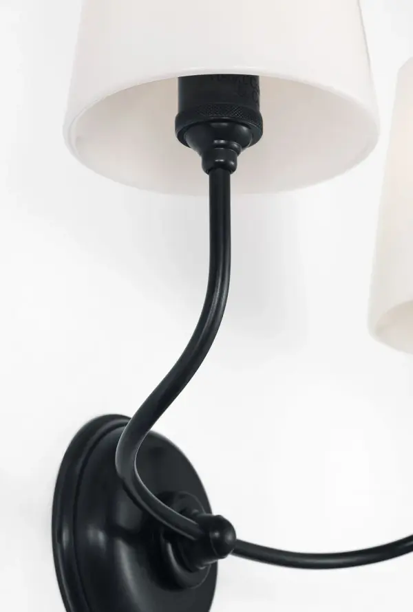 Classic Double Sconce with Timeless Bronze Finish and White Glass Shades - Image 3