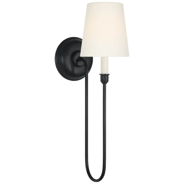 Vendome 21" Deep Arm Sconce in Bronze with Linen Shade - Image 2