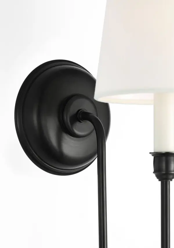 Vendome 21" Deep Arm Sconce in Bronze with Linen Shade - Image 3