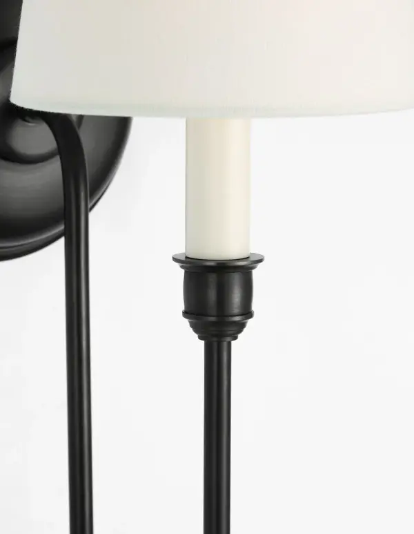 Vendome 21" Deep Arm Sconce in Bronze with Linen Shade - Image 6