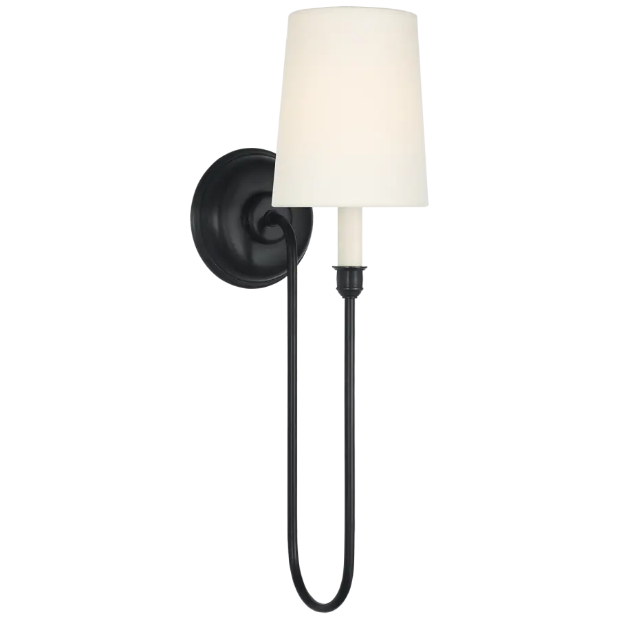 Vendome 21" Deep Arm Cordless Sconce in Bronze with Linen Shade - Image 2