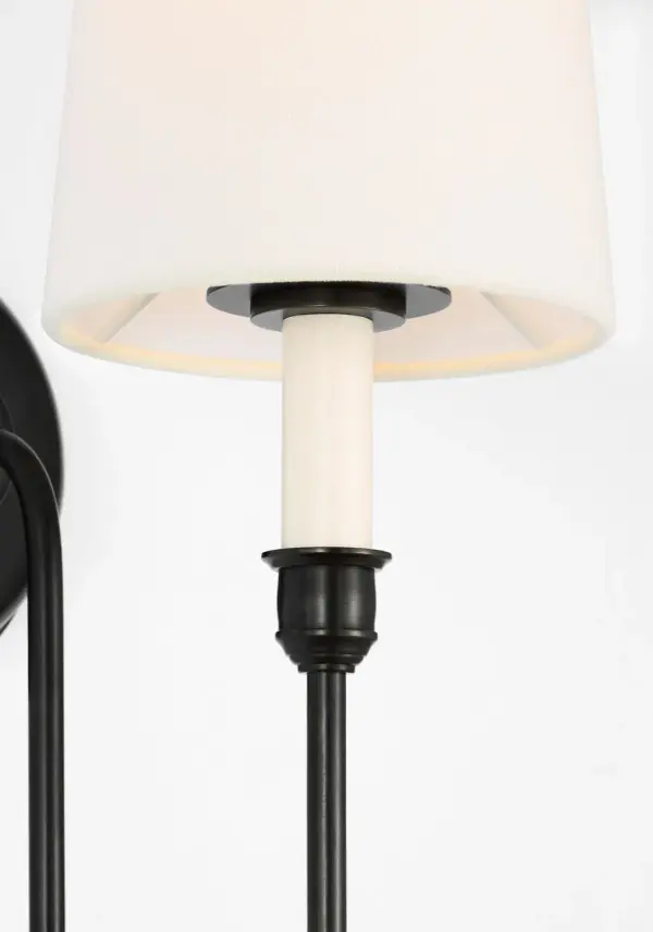 Vendome 21" Deep Arm Cordless Sconce in Bronze with Linen Shade - Image 6