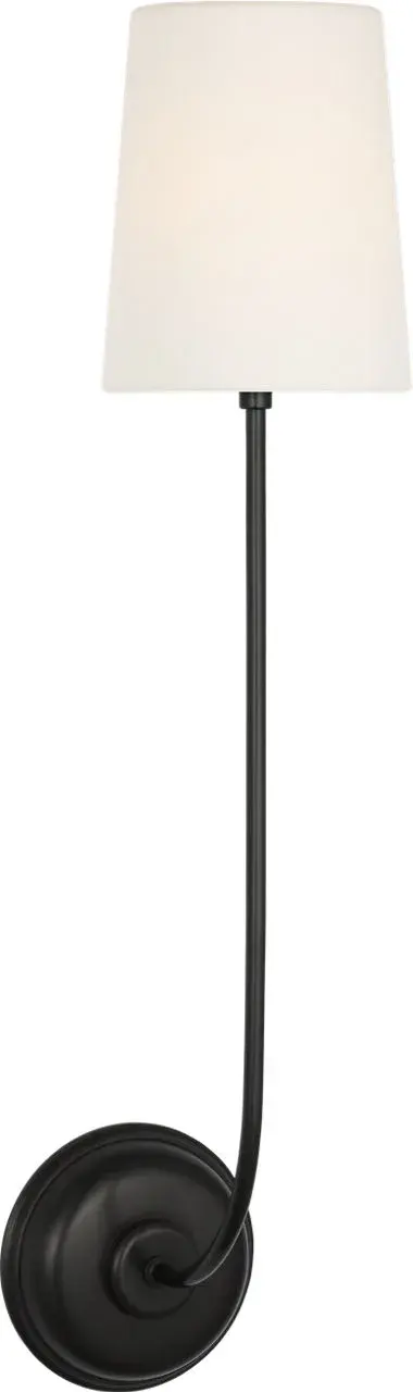 Vendome 26" Single Cordless Sconce in Bronze with Linen Shade - Image 1