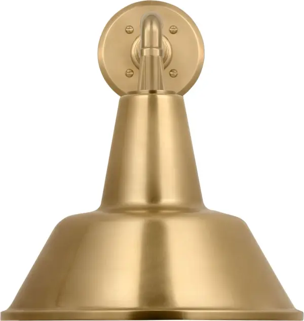 The Academy Mack Barn Light brings authentic farmhouse charm to outdoor spaces with its hand-rubbed antique brass finish and traditional barn light silhouette. At 11 inches, it's perfectly scaled for residential applications.