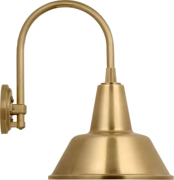 The Academy Arched Mack Barn Light brings timeless farmhouse charm to outdoor spaces with its hand-rubbed antique brass finish and traditional barn-style design. Perfect for adding character to porches, patios, and entryways. - alternate view