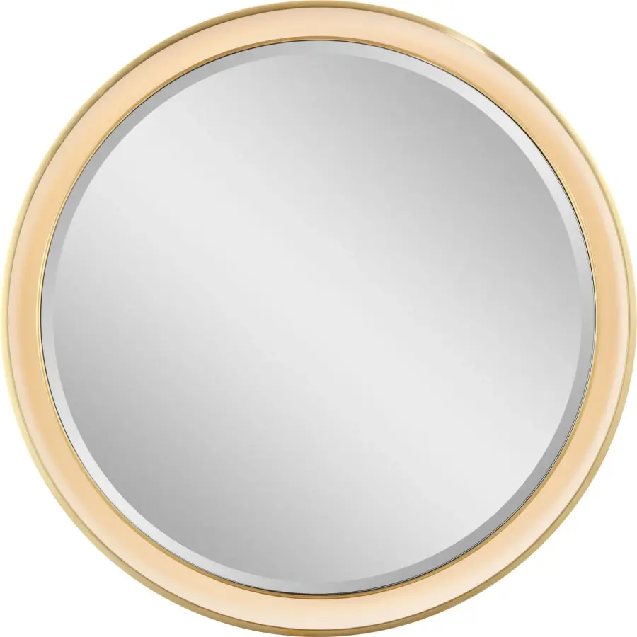 Elegant Illuminated Mirror with Warm Brass Frame - Image 1