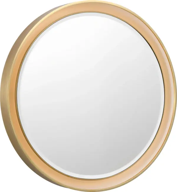 Elegant Illuminated Mirror with Warm Brass Frame - Image 2