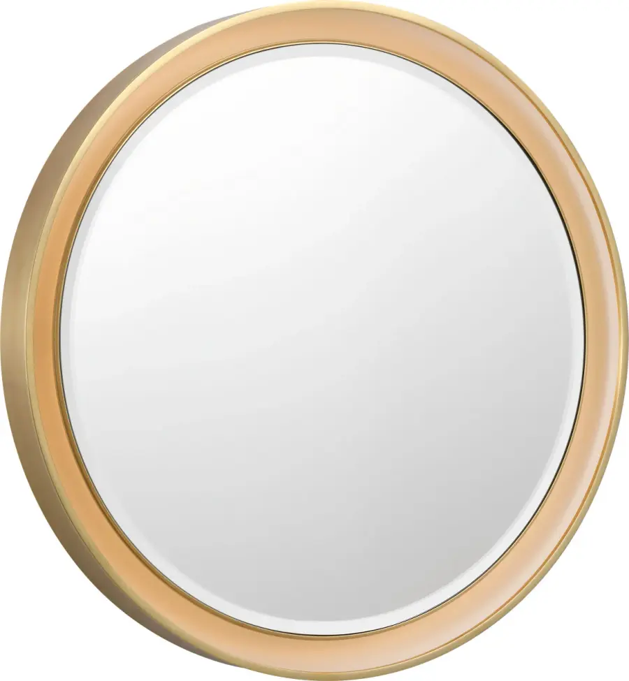 Elegant Illuminated Mirror with Warm Brass Frame - Image 2