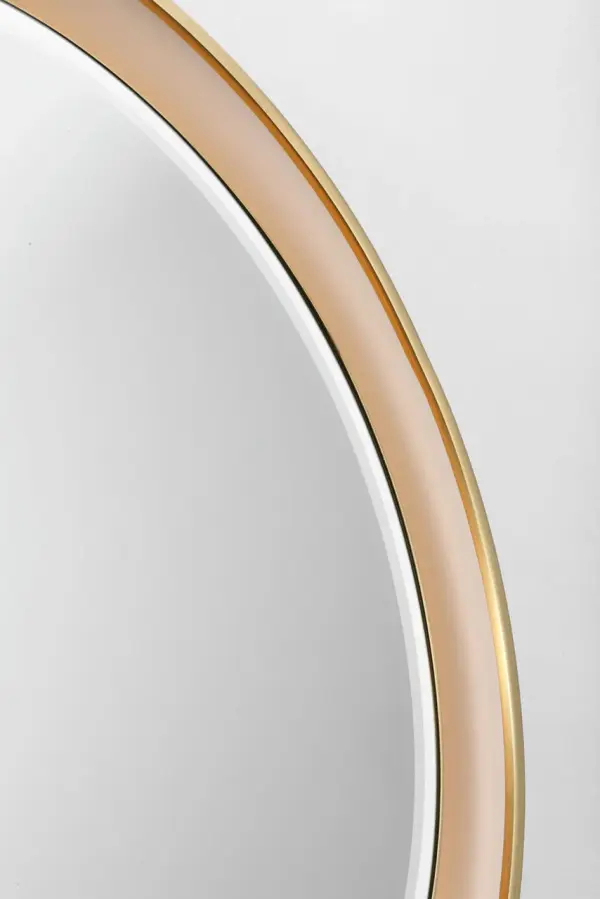 Elegant Illuminated Mirror with Warm Brass Frame - Image 4
