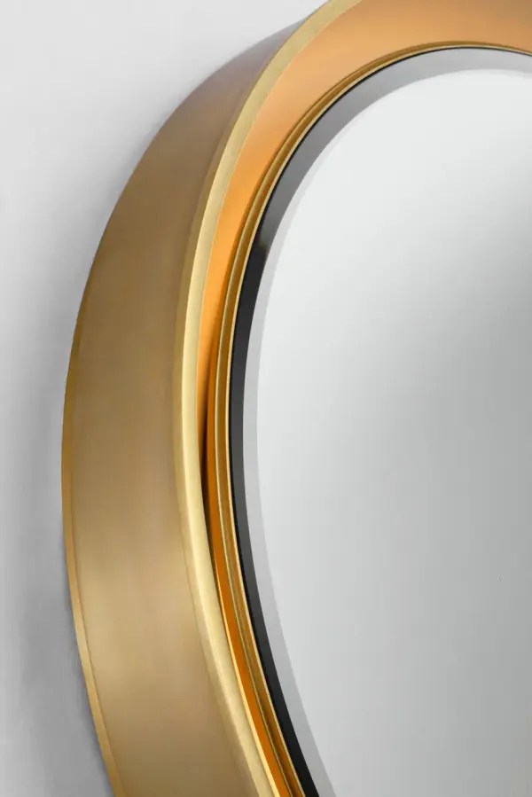 Elegant Illuminated Mirror with Warm Brass Frame - Image 5