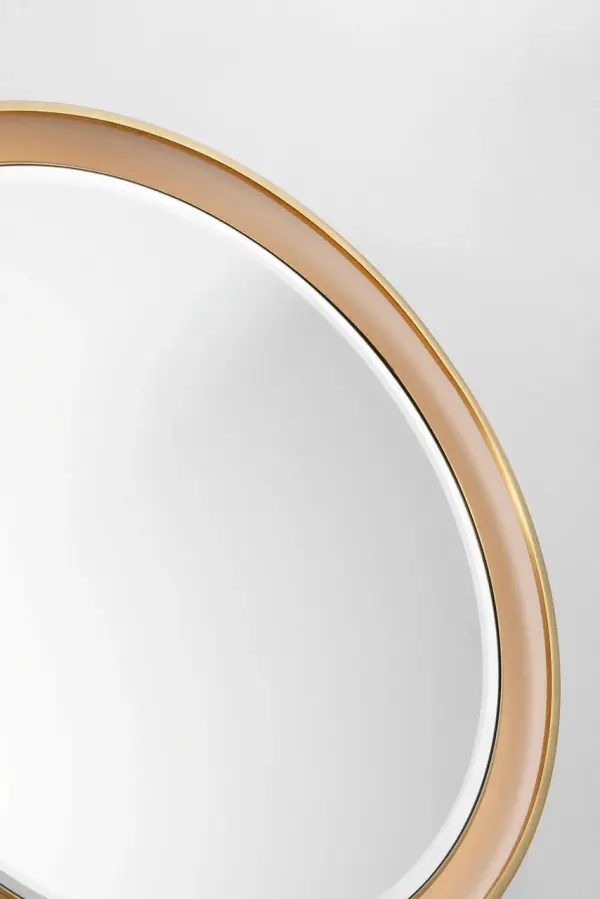 Elegant Illuminated Mirror with Warm Brass Frame - Image 6