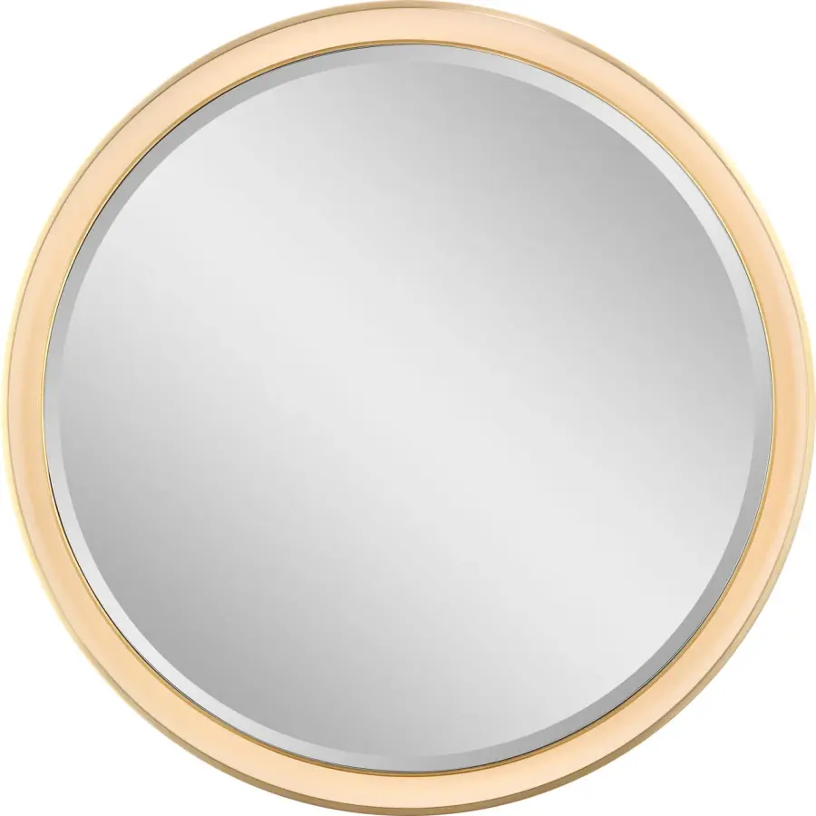 Elegant Illuminated Mirror with Warm Brass Frame - Image 1