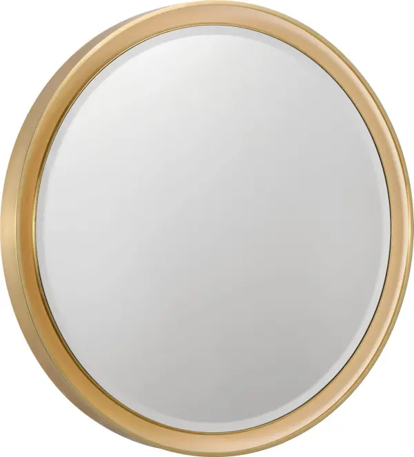 Elegant Illuminated Mirror with Warm Brass Frame - Image 2