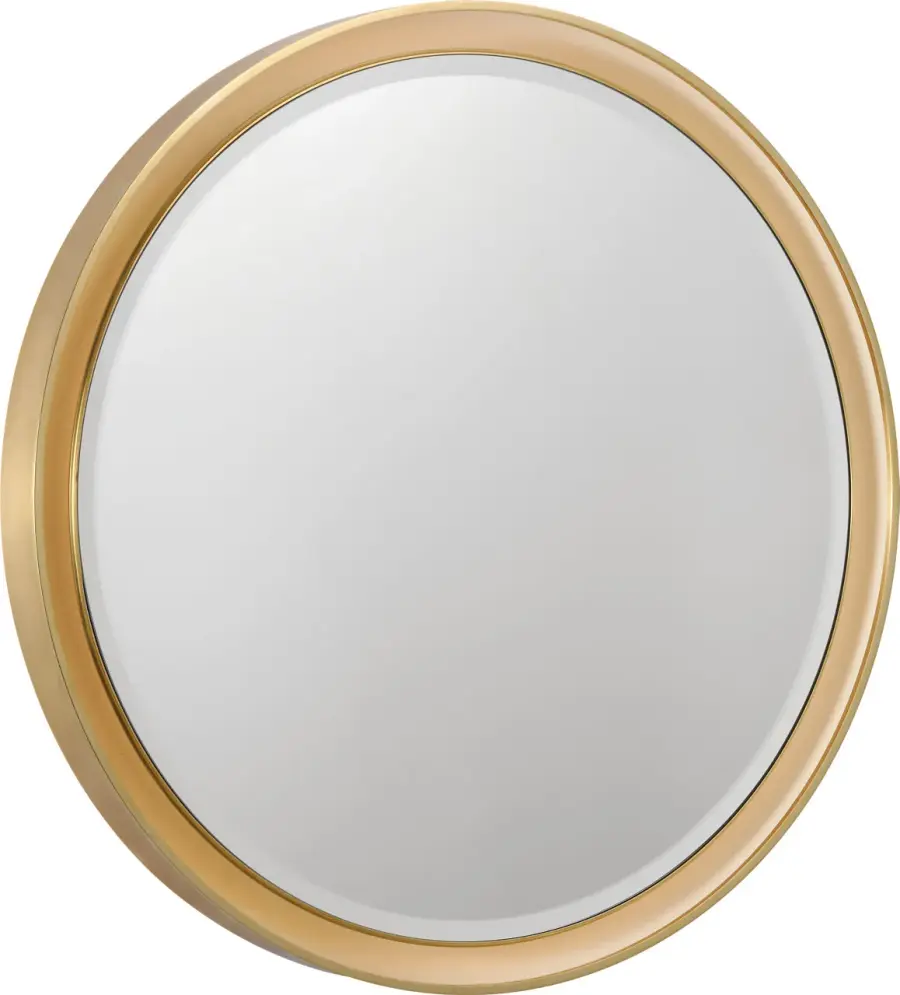 Elegant Illuminated Mirror with Warm Brass Frame - Image 2