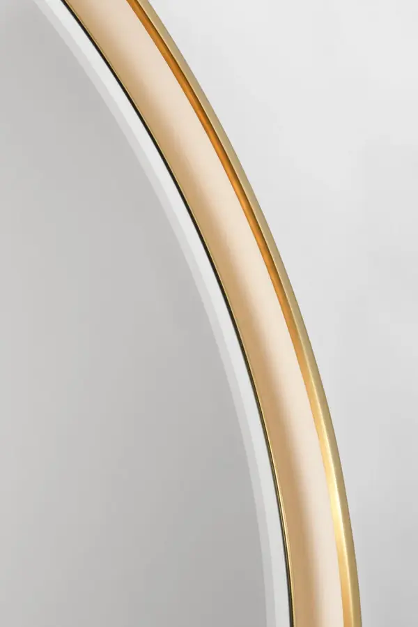 Elegant Illuminated Mirror with Warm Brass Frame - Image 3