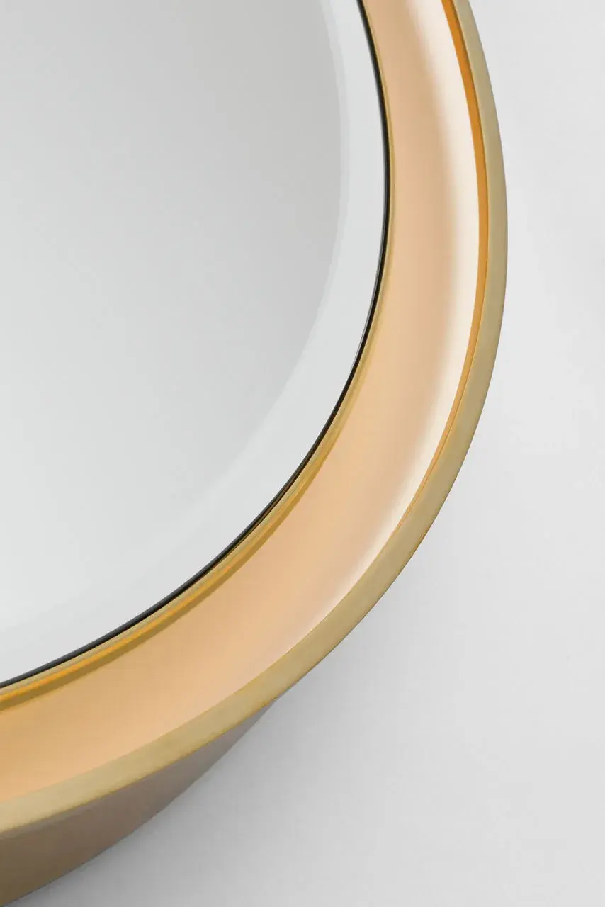 Elegant Illuminated Mirror with Warm Brass Frame - Image 4