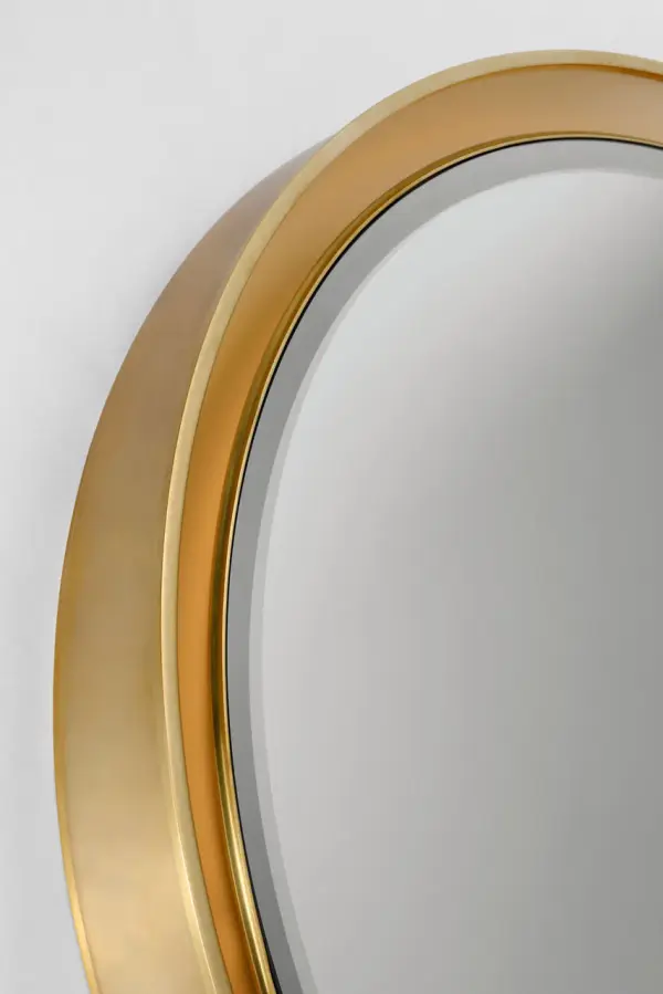 Elegant Illuminated Mirror with Warm Brass Frame - Image 5