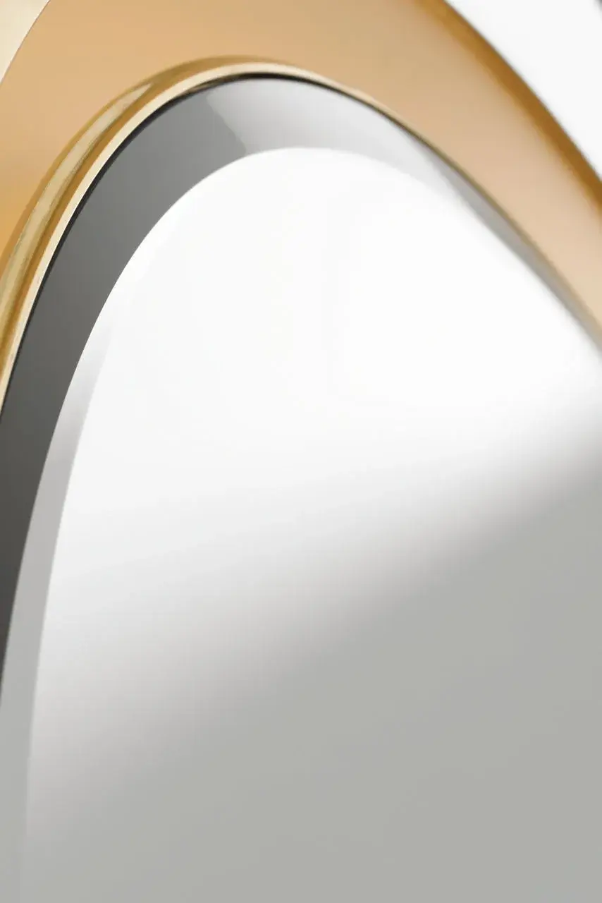 Elegant Illuminated Mirror with Warm Brass Frame - Image 6