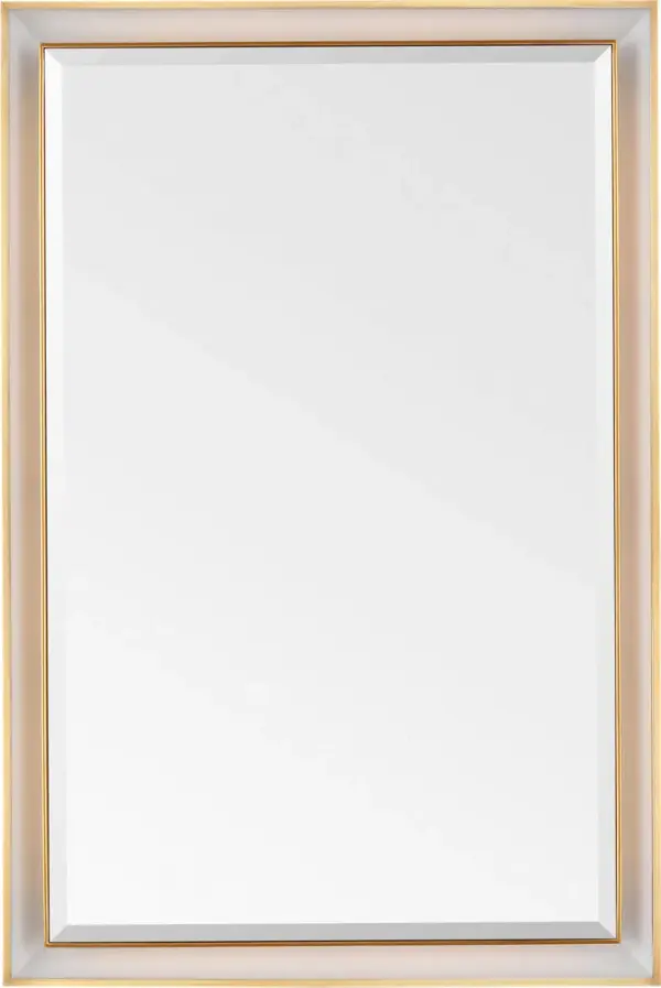 Elegant Illuminated Mirror with Warm Brass Frame - Image 1