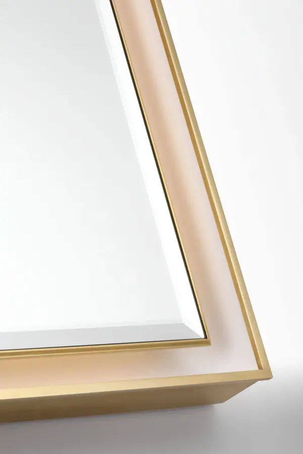 Elegant Illuminated Mirror with Warm Brass Frame - Image 2