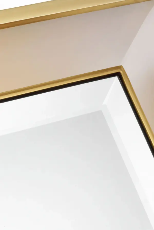 Elegant Illuminated Mirror with Warm Brass Frame - Image 3