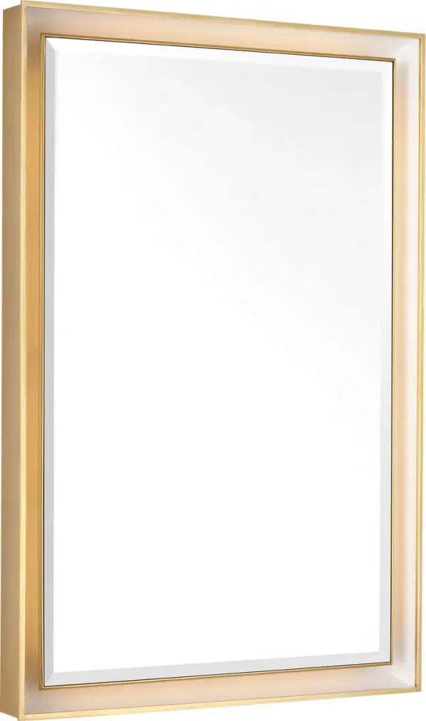 Elegant Illuminated Mirror with Warm Brass Frame - Image 4