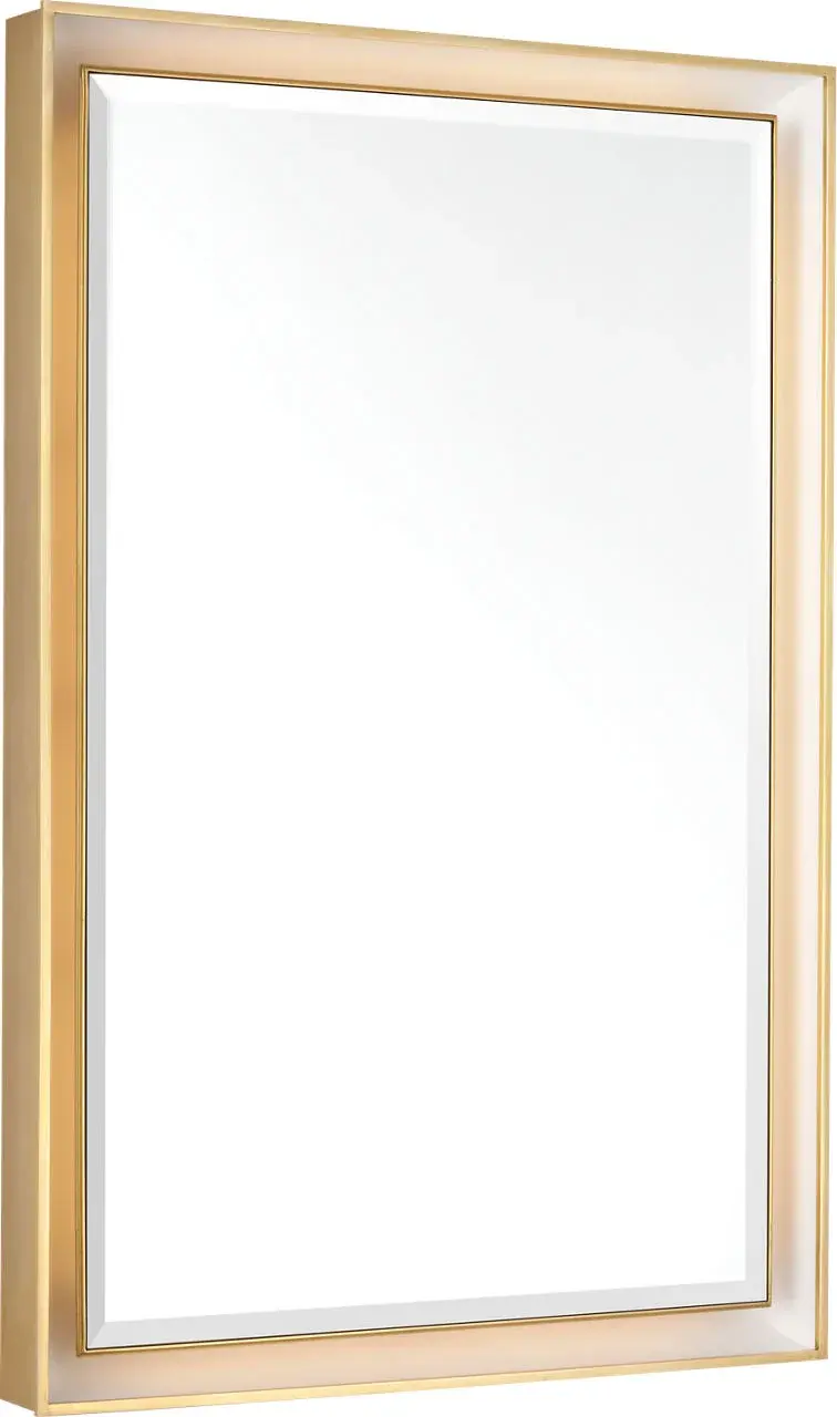 Elegant Illuminated Mirror with Warm Brass Frame - Image 4