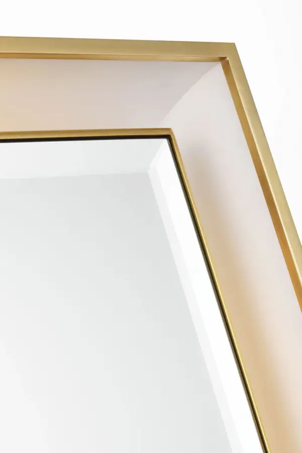 Elegant Illuminated Mirror with Warm Brass Frame - Image 5