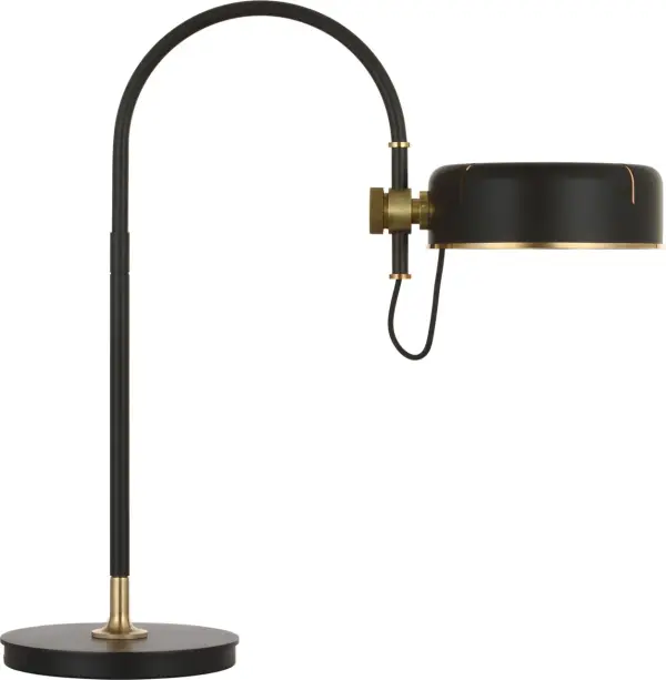 The Oso Arc Table Lamp combines modern industrial aesthetics with refined craftsmanship. Its 25-inch arc design and mixed metal finish create visual interest while providing functional task lighting.