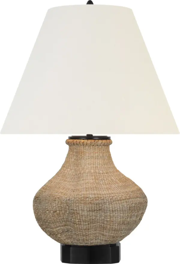 The Tahiti table lamp brings organic modern sophistication with its natural ash wood base and soft linen shade. At 25" tall, it provides substantial presence while maintaining refined proportions perfect for bedside or living spaces. - alternate view