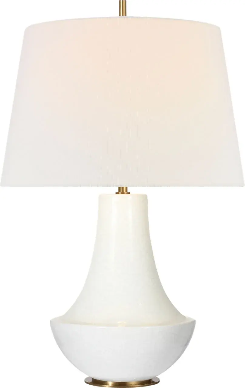 Elegant Crackled Ivory Table Lamp with Timeless Coastal Appeal - Image 1