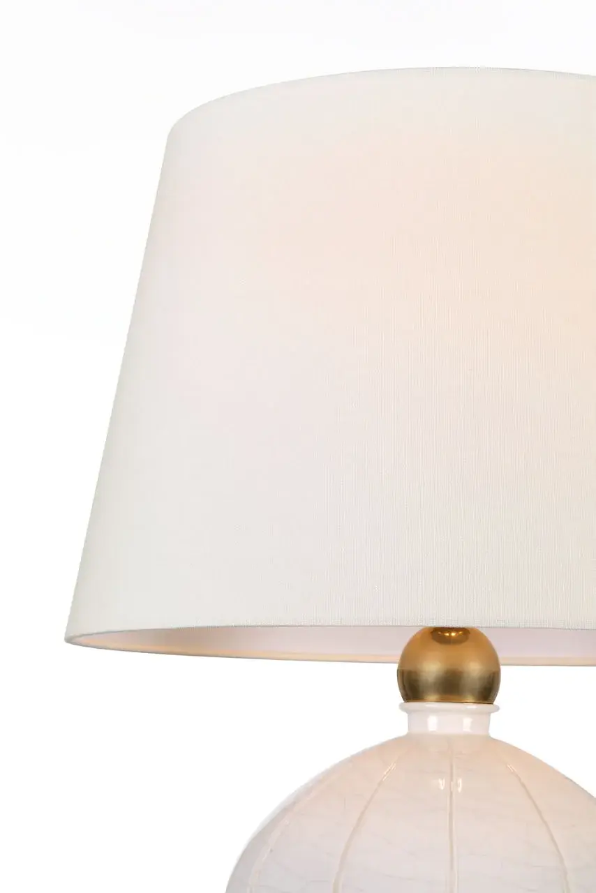 Elegant Crackled Ivory Table Lamp with Timeless Coastal Appeal - Image 3