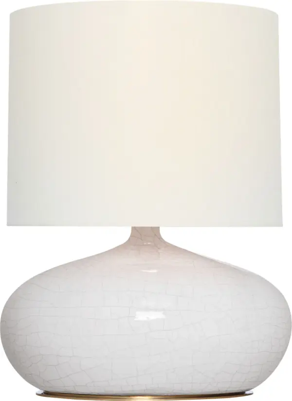 Olinda 24" Low Table Lamp in Crackled Ivory with Linen Shade