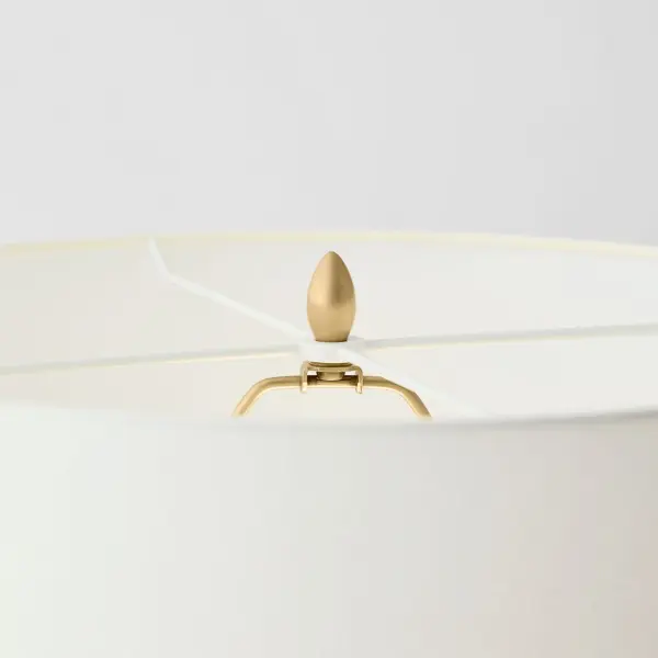 The Sao Paulo table lamp features a distinctive crackled robin's egg blue ceramic base paired with a classic linen shade. At 29" tall, it provides substantial presence while maintaining versatility across traditional and contemporary interiors. - alternate view