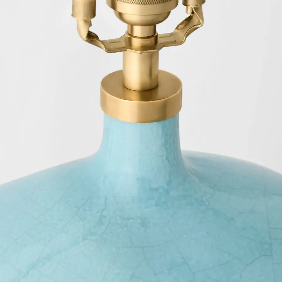 Sao Paulo 29" Table Lamp in Crackled Robin with Linen Shade - Image 4