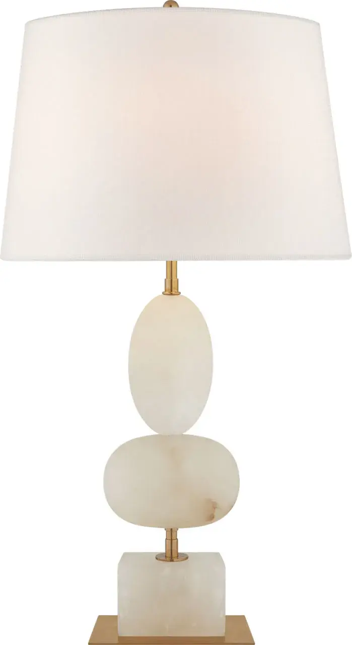 Dani Medium Cordless Table Lamp in Alabaster with Linen Shade - Image 2