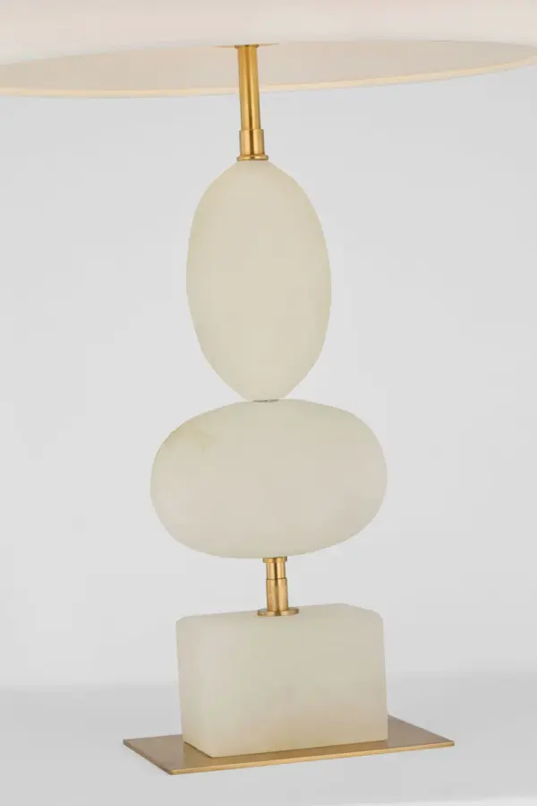 Dani Medium Cordless Table Lamp in Alabaster with Linen Shade - Image 3