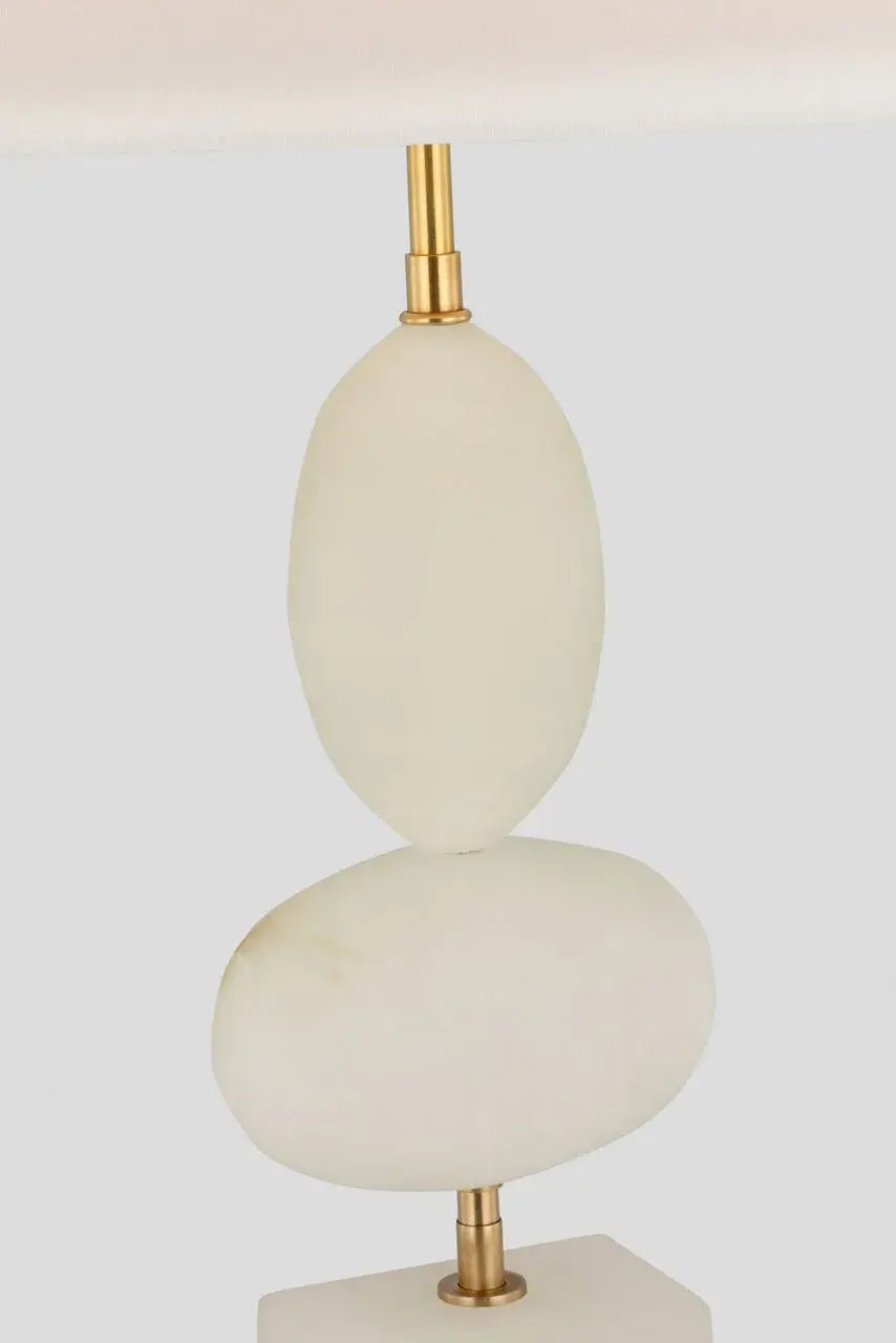 Dani Medium Cordless Table Lamp in Alabaster with Linen Shade - Image 4