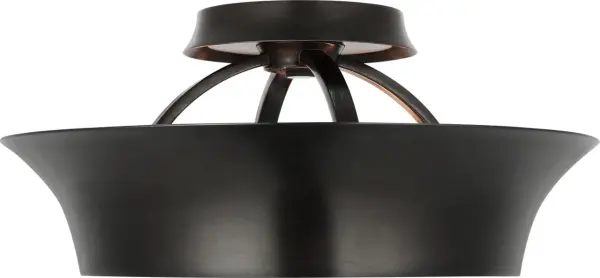 The Garland semi-flush mount features a distinctive 15-inch dual-lit ring design in aged iron, offering both ambient and accent lighting. Perfect for spaces with lower ceilings requiring sophisticated style. - alternate view