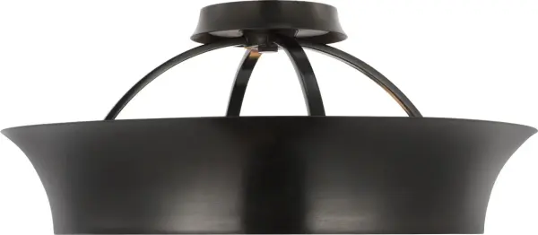 The Garland semi-flush mount features a distinctive 20-inch dual-lit ring design in aged iron finish, offering both ambient and accent lighting. Perfect for spaces with lower ceilings requiring stylish illumination. - alternate view