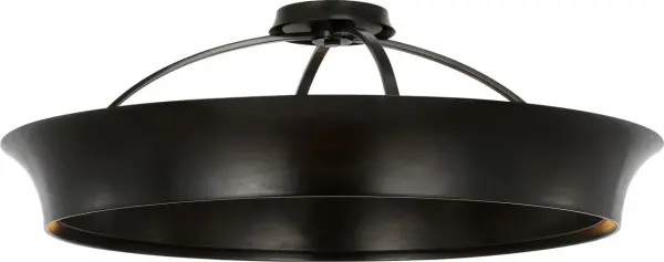 The Garland flush mount combines contemporary ring design with dual lighting for dramatic effect. At 30" wide, it makes a bold statement while maintaining a low profile perfect for standard ceiling heights. - alternate view