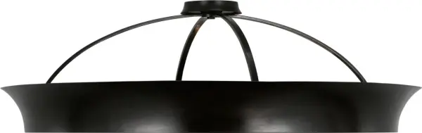 The Garland flush mount combines contemporary ring design with dual lighting for maximum impact. At 40" diameter, this substantial fixture delivers both ambient and accent illumination in an aged iron finish. - alternate view