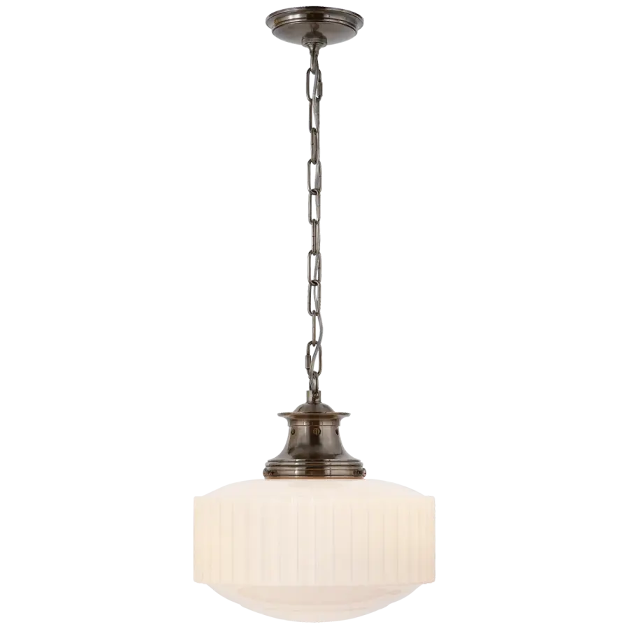Milton Road Pendant in Antique Nickel with White Glass - Image 1
