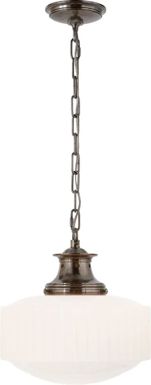Milton Road Pendant in Antique Nickel with White Glass - Image 2