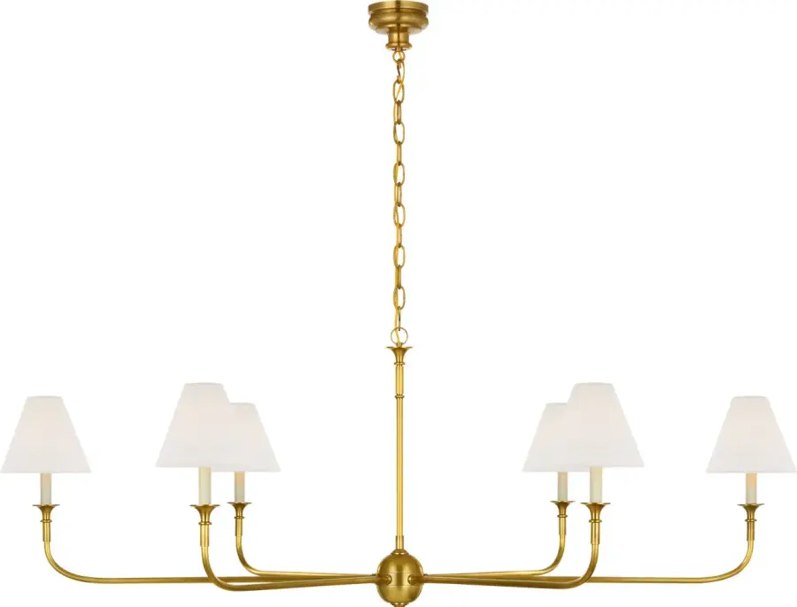 Piaf Grande Chain Hung Chandelier with Linen Shades - Image 2