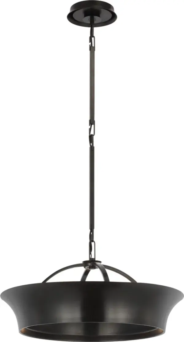 The Garland 20" chandelier features a distinctive dual-lit ring design in aged iron finish, offering both ambient and accent lighting. Its transitional style bridges traditional and modern aesthetics perfectly.